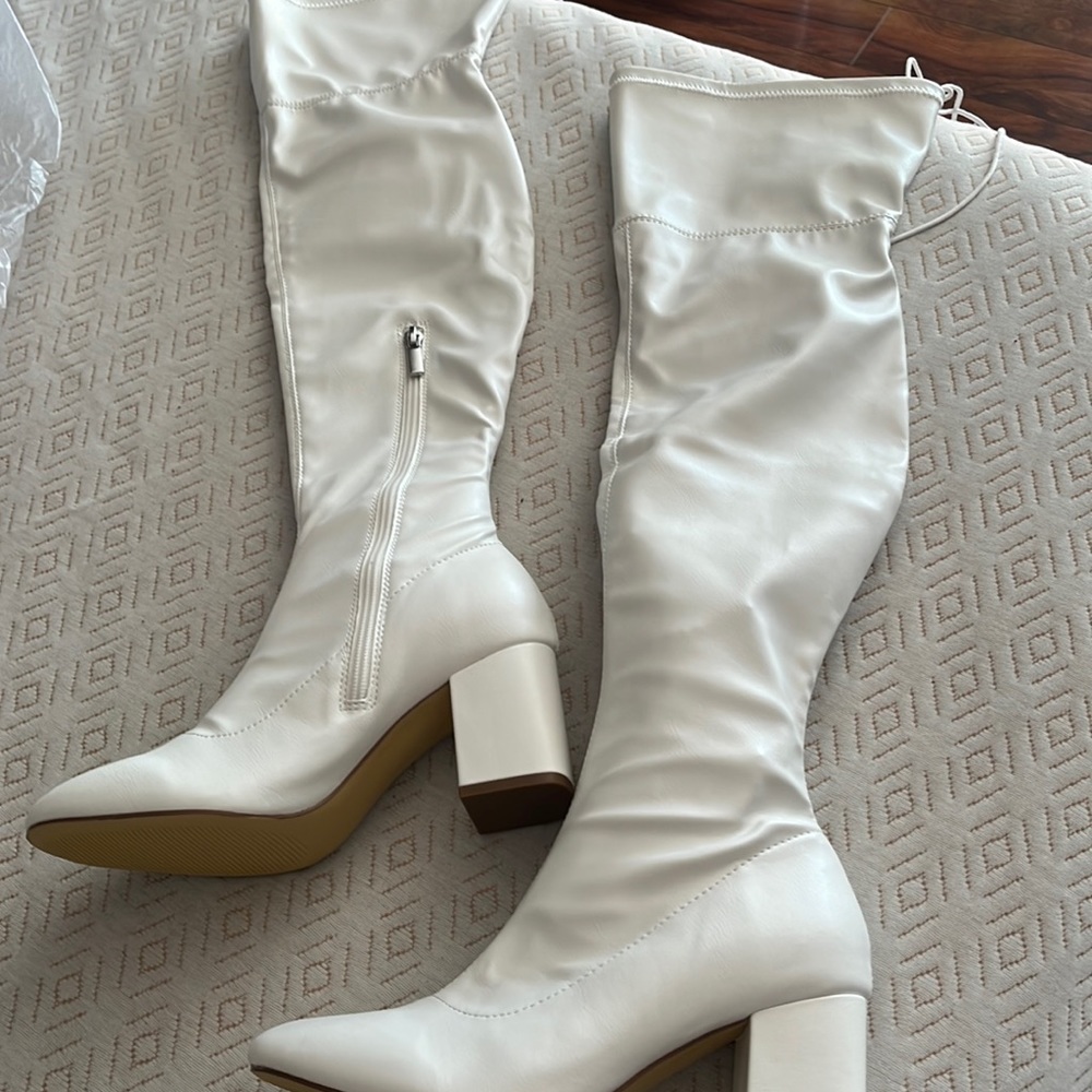 Never worn brand new white oh the knee boots